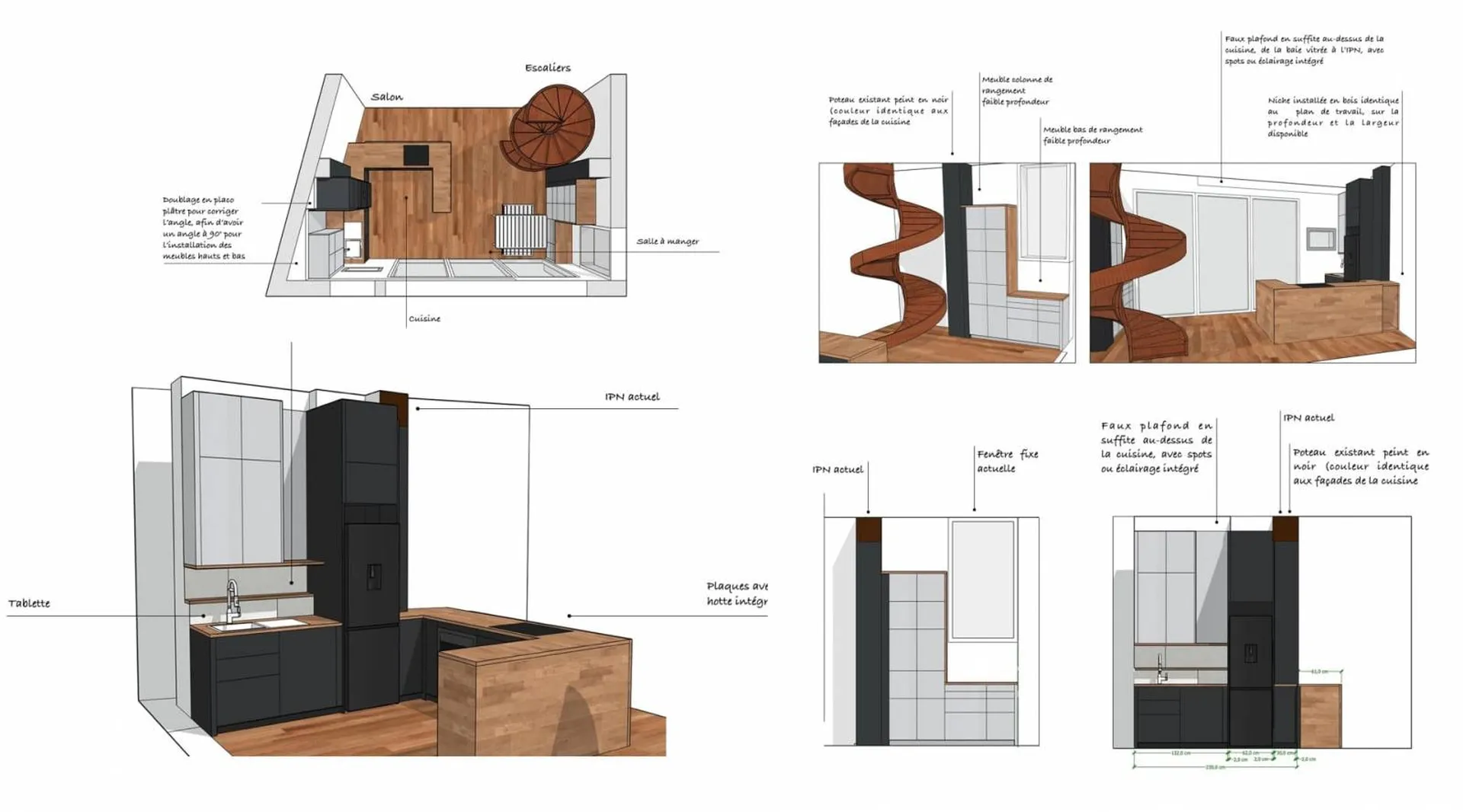 Aménagement cuisine et salle à manger avec IPN dans une maison de Marseille avec un architecte d’intérieur