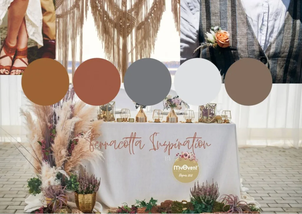 Wedding Planner pour création de décoration de mariage sur mesure thème Terracotta et Bohème Chic en Gironde à Bordeaux proche du Haillan 