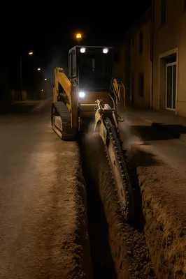 Création d'un réseau d'adduction d'eau à Brignoles avec une trancheuse sur chenille alligator