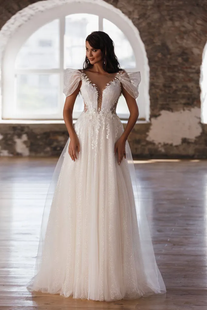 Robe de mariée bohème  modèle trapèze MENRA