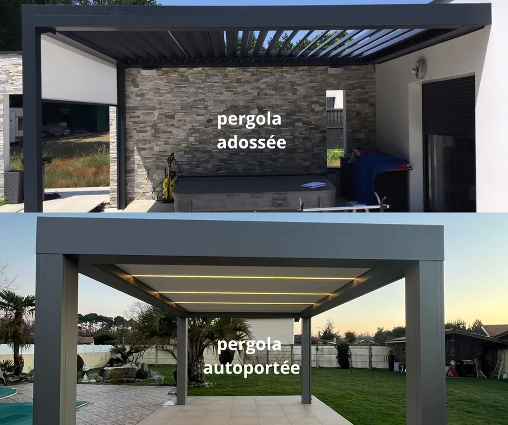 Pergola bioclimatique sur mesure sur Bordeaux et le Bassin d'Arcachon :  adossée ou autoportée, laquelle choisir ?