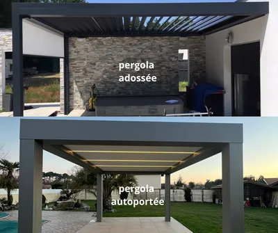 Pergola bioclimatique sur mesure sur Bordeaux et le Bassin d'Arcachon :  adossée ou autoportée, laquelle choisir ?