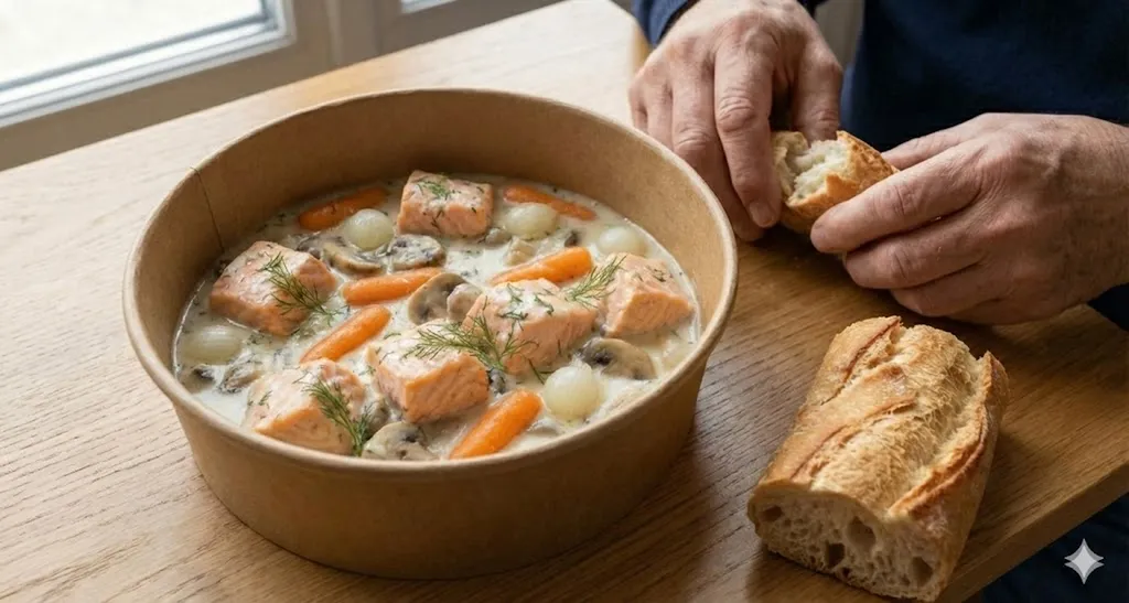 Menu équilibré blanquette saumon sans sel seniors Marseille 13010 - Portage repas diététique personnes âgées Allauch Plan-de-Cuques