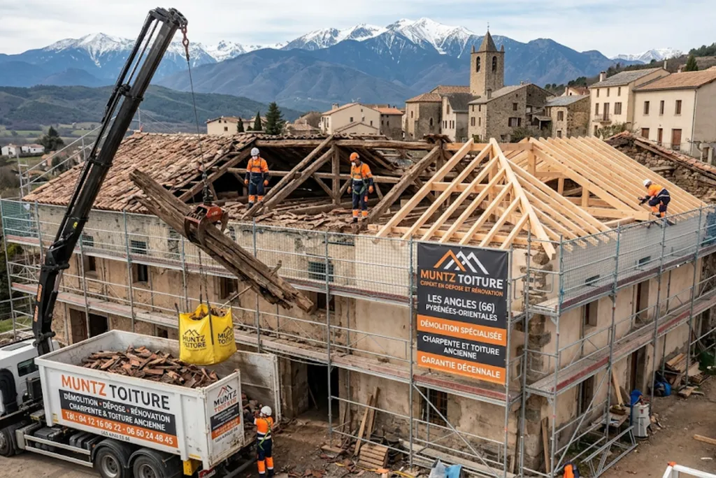 Démolition de charpente et de toiture ancienne : expert en dépose et rénovation à Les Angles département des Pyrénées-Orientales