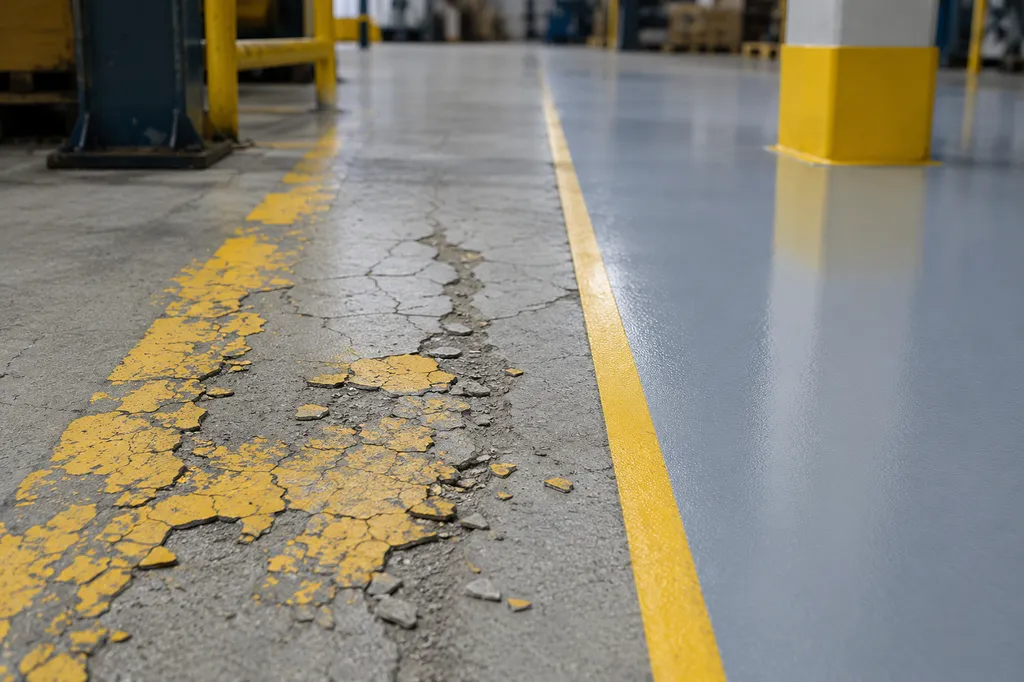 Peinture au sol industriel qui s'effrite