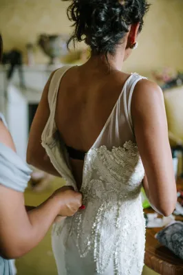 Dressing with wedding dress
