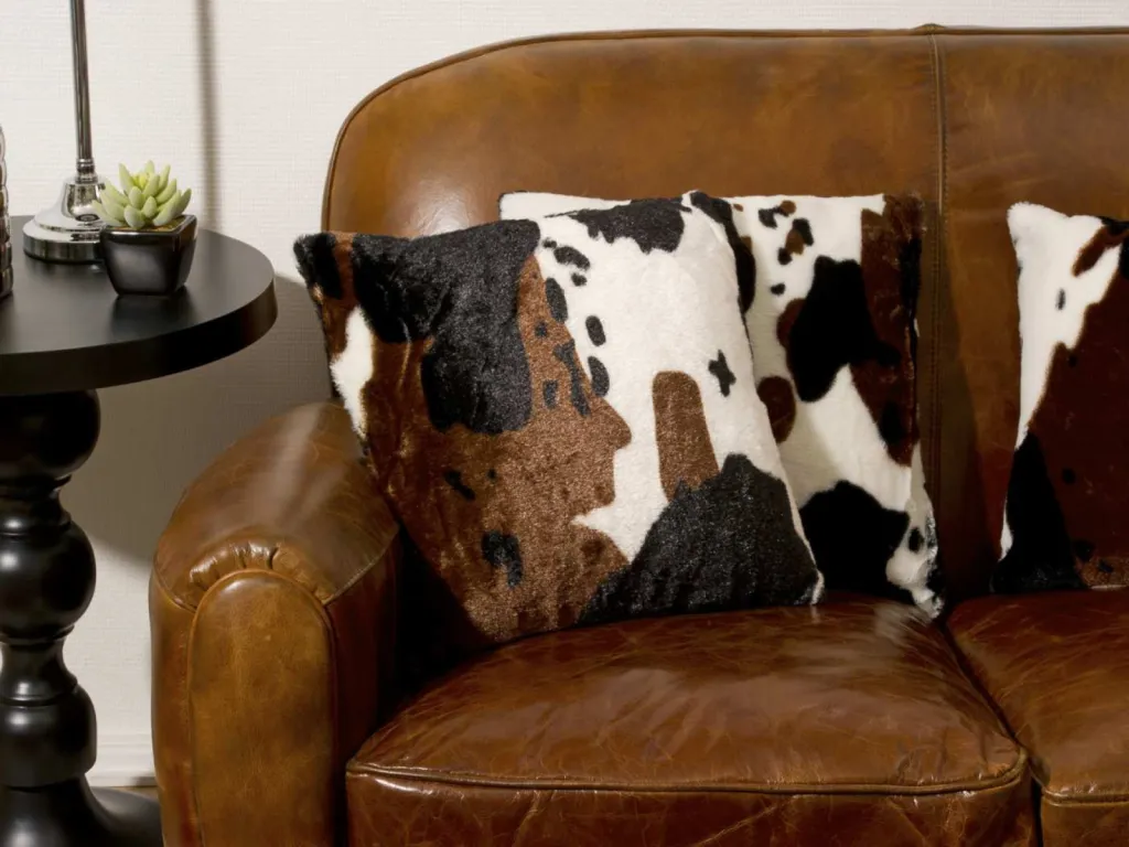 photographe linge de maison à Lyon zoom coussins motif vache
