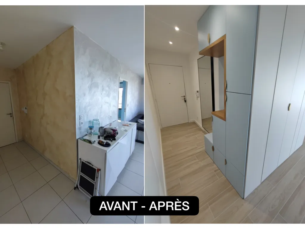 création d’un meuble d’angle d’entrée  Avant aprés Marseille 13008