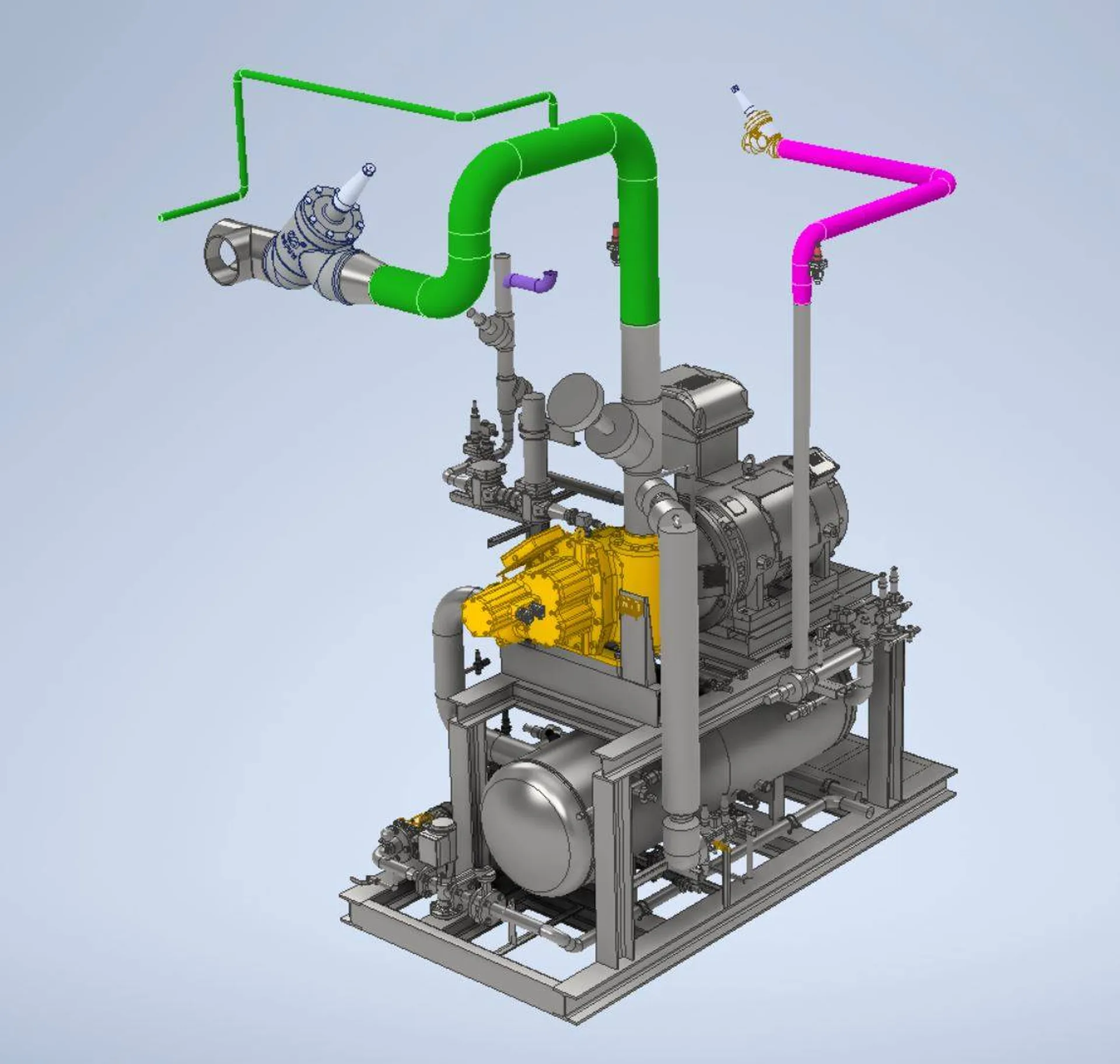 Maquette 3D du compresseur et de ses tubes