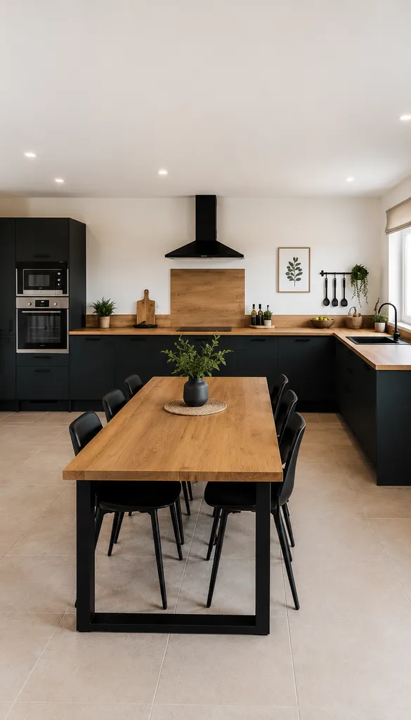 Réalisation d’une cuisine moderne noire et bois à Carbonne (31)