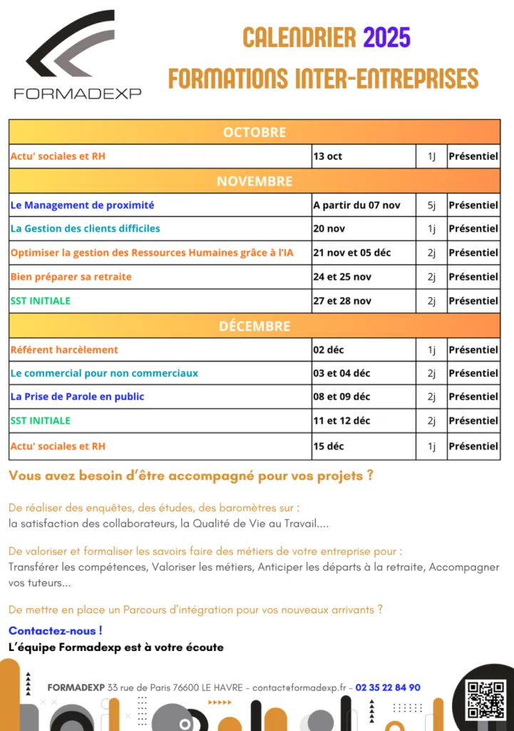 Développer les compétences de vos collaborateurs avec les formations collectives FORMADEXP, organisme certifié qualiopi au Havre