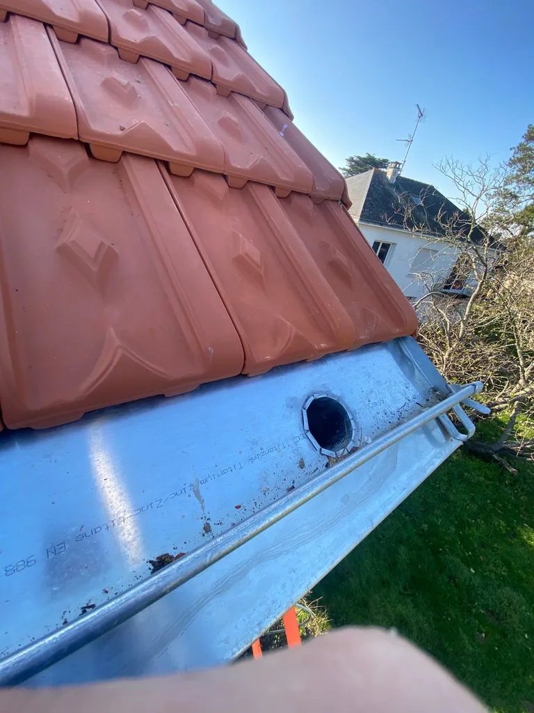 Remplacement gouttière dalle nantaise sur une toiture en zinc à Couëron près de Nantes