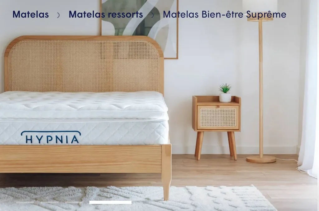 Acheter un matelas Hypnia bien être suprême avec surmatelas intégré et housse hypoallergénique à Lyon