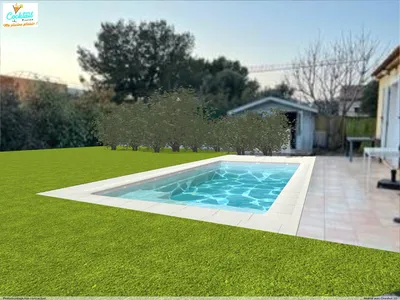 PISCINE COQUE POLYESTER FOND PLAT MODELE SHERRY LOUNGE DE 7.30 à 9.30 m COCKTAIL PISCINE PLAN DE CAMPAGNE