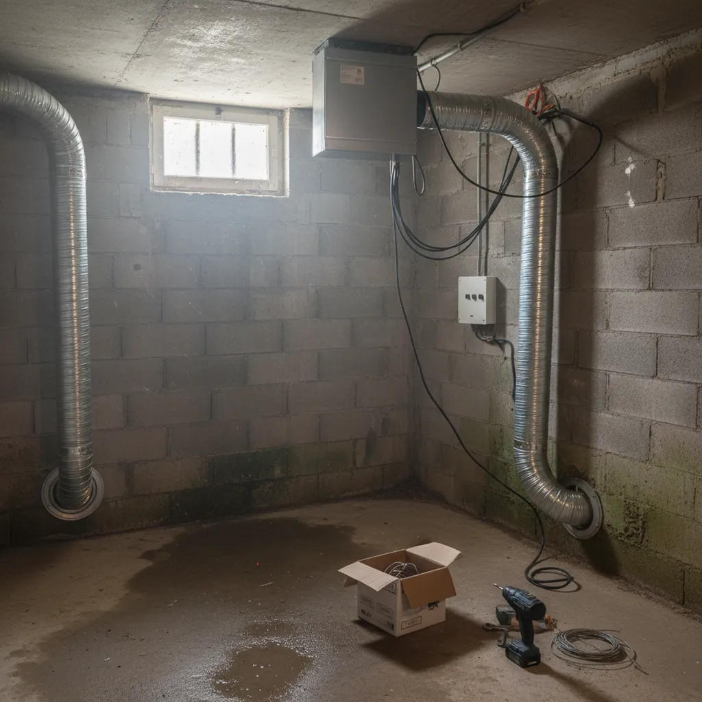 Mise en place d'une VMC pour sous-sol ou garage afin de lutter contre l'humidité excessive à Saintes en Charentes Maritime.