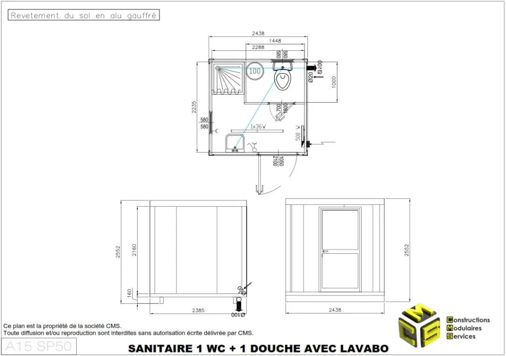 Sanitaire raccordable 2 postes sur Carros