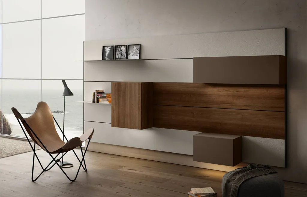 Exemple de living design sur mesure haut de gamme ave pose à Bandol dans le 83