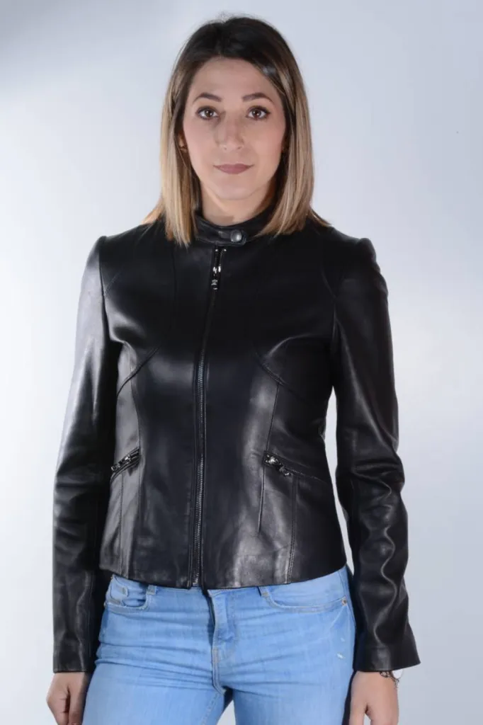 blouson cuir noir Giovanni femme