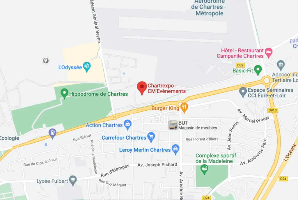 Carte d'emplacement salon Orthomanufacture - DBP Médical à Chartres (28) 