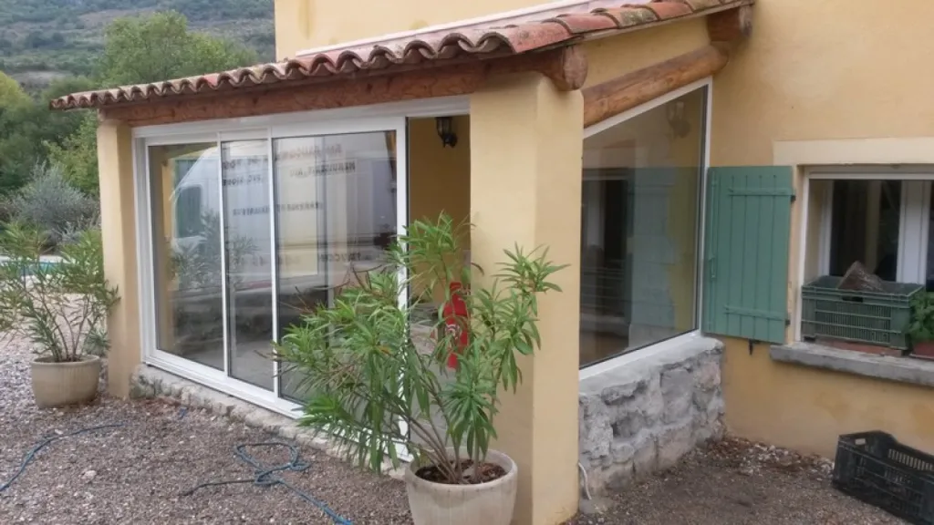 fermeture de terrasse coulissant trapèze Drome