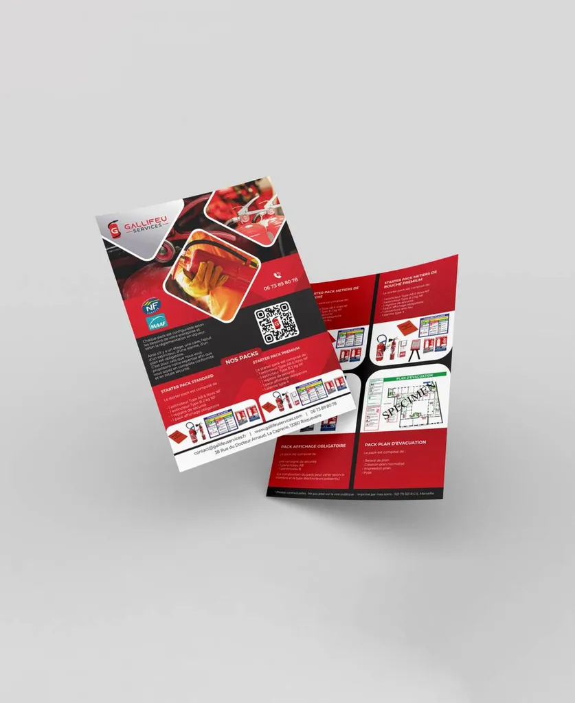 creation graphique de flyer pour la societe gallifeu spécialisée dans la sécurité et extincteurà marseille 
