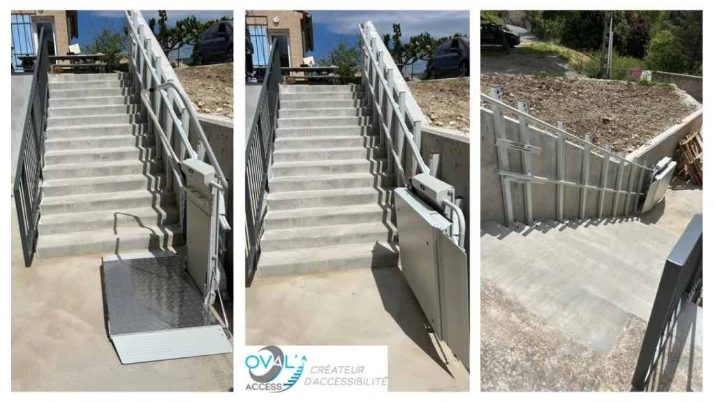 Voilà une installation réussie de plateforme oblique Lehner Delta dans cet ERP près de Sisteron