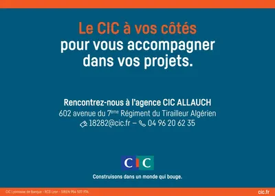Banque et services bancaires avec des conseillers dédiés pour vos comptes personnels et professionnels Plan de Cuques, Marseille, Allauch, Aubagne CIC Agence Allauch