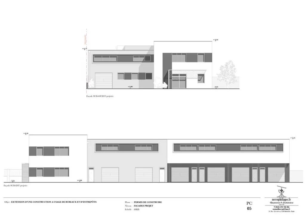 Conception d'une extension d'un immeuble de bureaux et d'entrepôts à Salon de Provence
