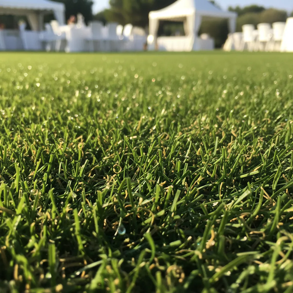 Installation gazon synthétique haut de gamme pour des salons professionnels ou Garden Parties à Grimaud et vers Bormes-les-Mimosas