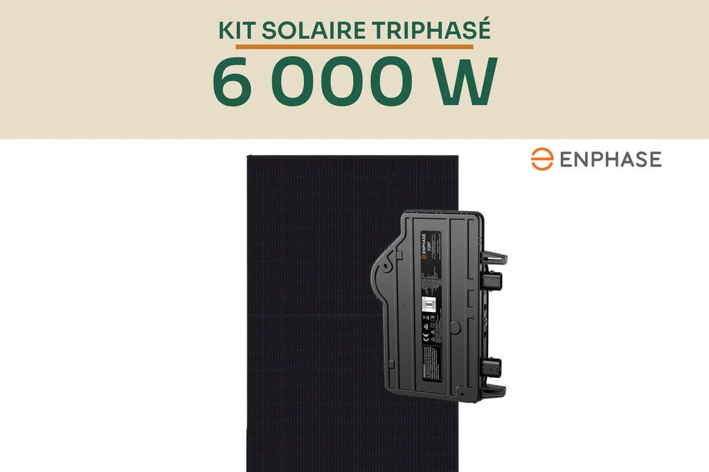 Kit solaire 6 kWc Enphase triphasé pour autoconsommation avec panneaux photovoltaïques et micro-onduleurs IQ8P