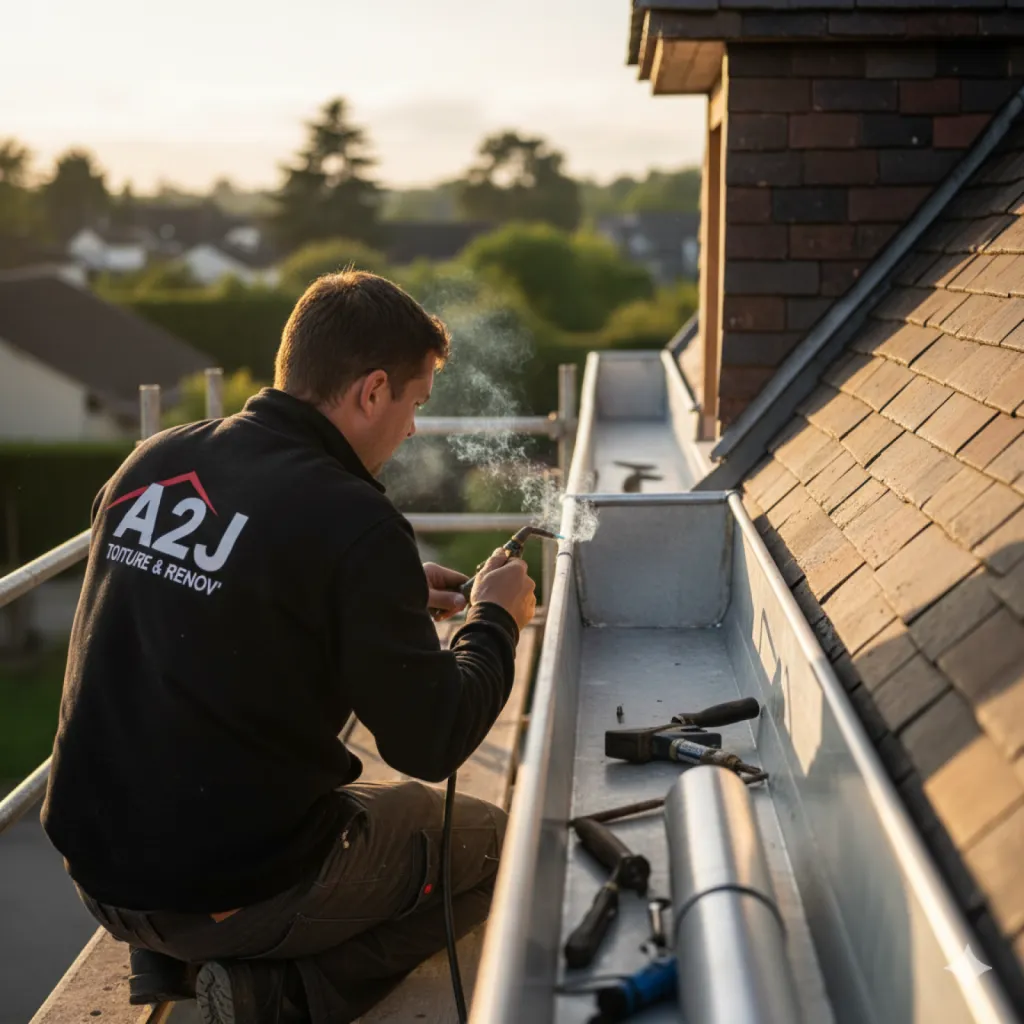 Réparation, soudure et étanchéité de chéneaux zinc et cuivre à Marseille, Aix-en-Provence et Vitrolles avec A2J Toiture & Renov’ artisan zingueur