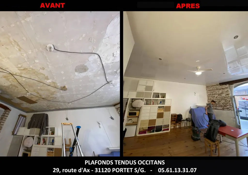 AVANT / APRES Plafonds Tendus Occitans Toulouse