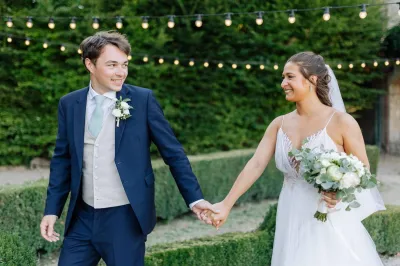 Bohemian and Chic Wedding with white nomad marquee and swimming pool in a Castle in Luberon Provence