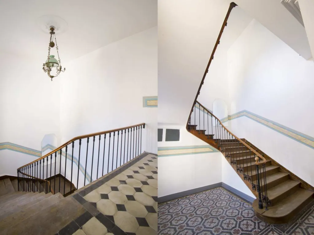 reportage photographique de la réhabilitation d'un hôtel particulier en logements communs fresque lustre carreaux de ciments