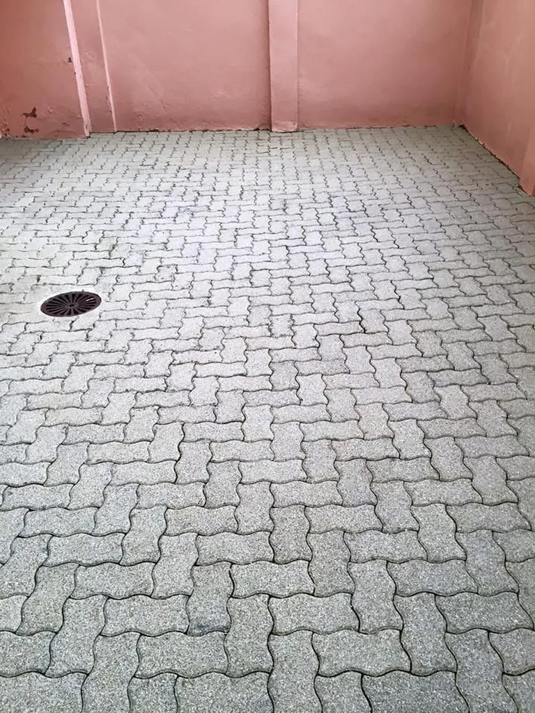 Nettoyage de pavés extérieurs à Strasbourg : Avant / Après impressionnant dans une cour d'immeuble