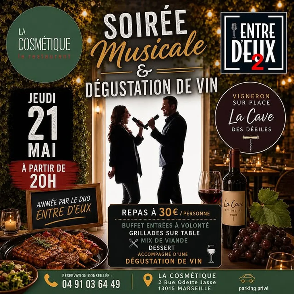 Participer à des soirées comedy show et blind test mensuelles dans un restaurant festif avec ambiance conviviale situé à Marseille