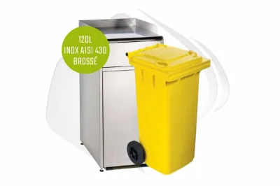borne à déchets avec trappe et conteneur de 120L