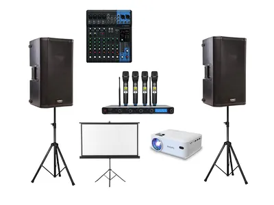 Pack karaoké N°3 avec micros, écran et vidéo projecteur