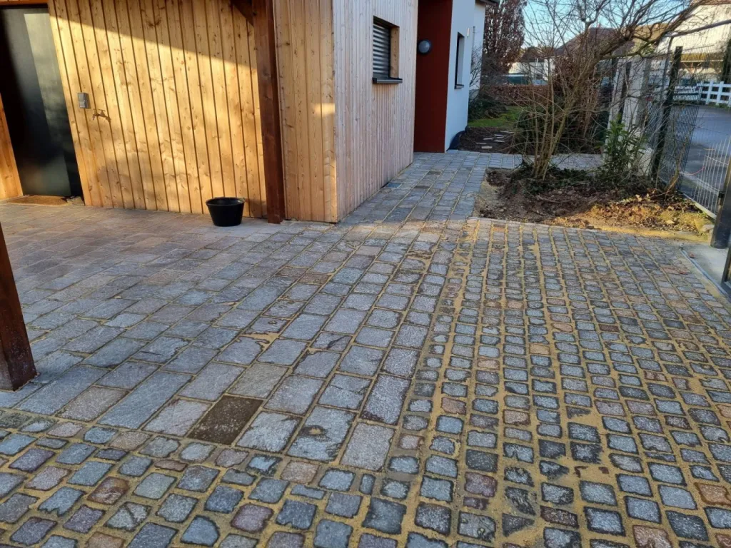 Pose de pavé porphyre pour une terrasse à Entzheim CLK