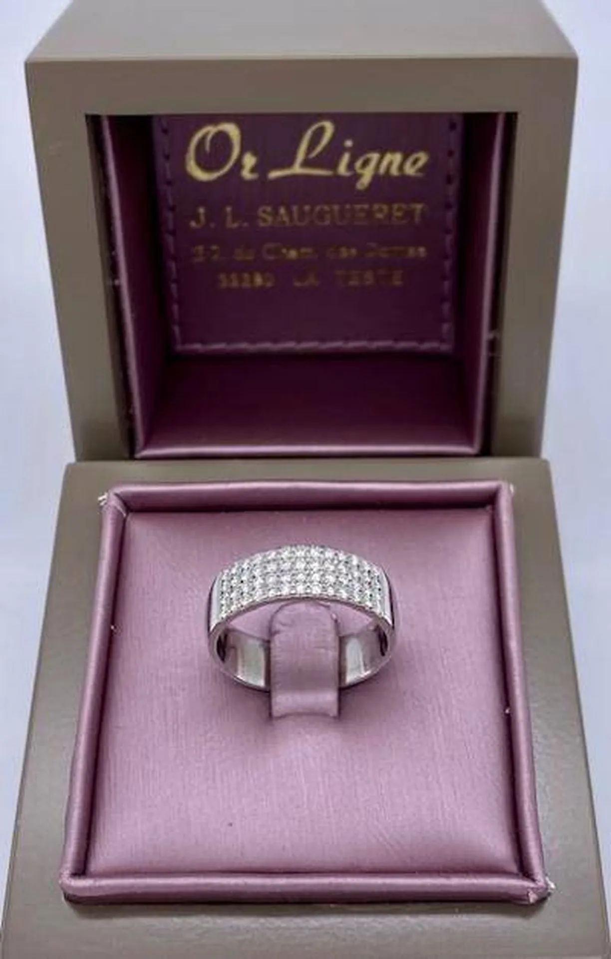 Bague large pavage diamants or blanc 750/1000ème occasion Or Ligne La Teste Bassin d'Arcachon