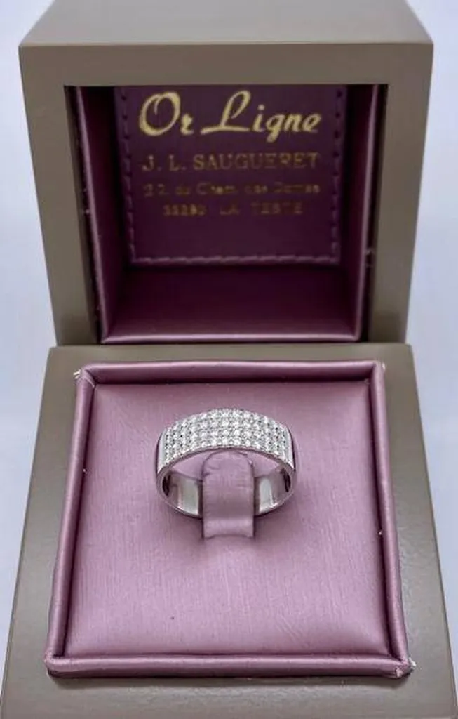 Bague large pavage diamants or blanc 750/1000ème occasion Or Ligne La Teste Bassin d'Arcachon