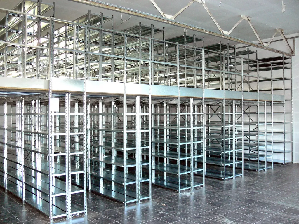 Mezzanine plateforme avec rayonnage intégré