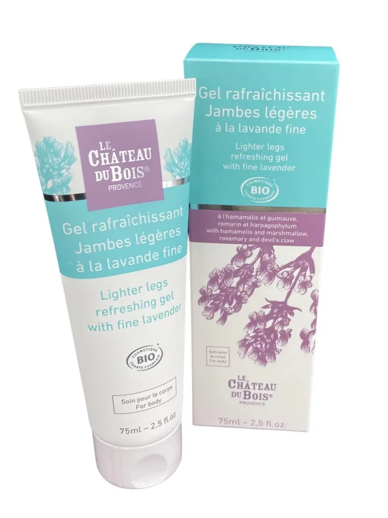 Gel rafraîchissant jambes légères à la lavande fine certifié BIO Cosmos - 75mL -  Le Château du Bois Provence