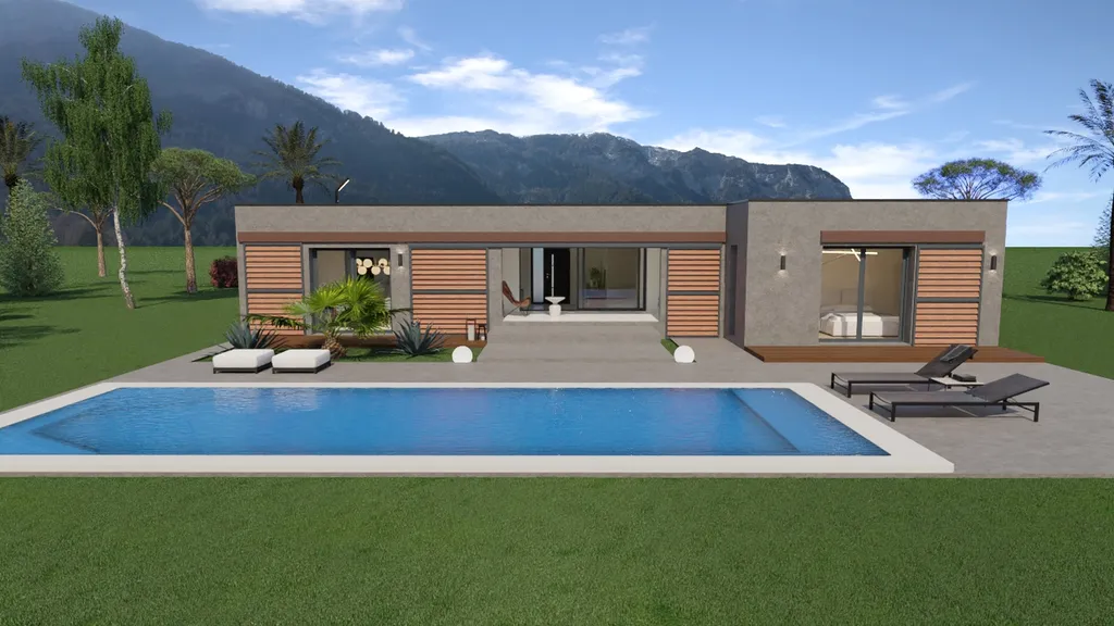 Maison contemporaine de plain pied pour un projet de construction à Lacroix Falgarde