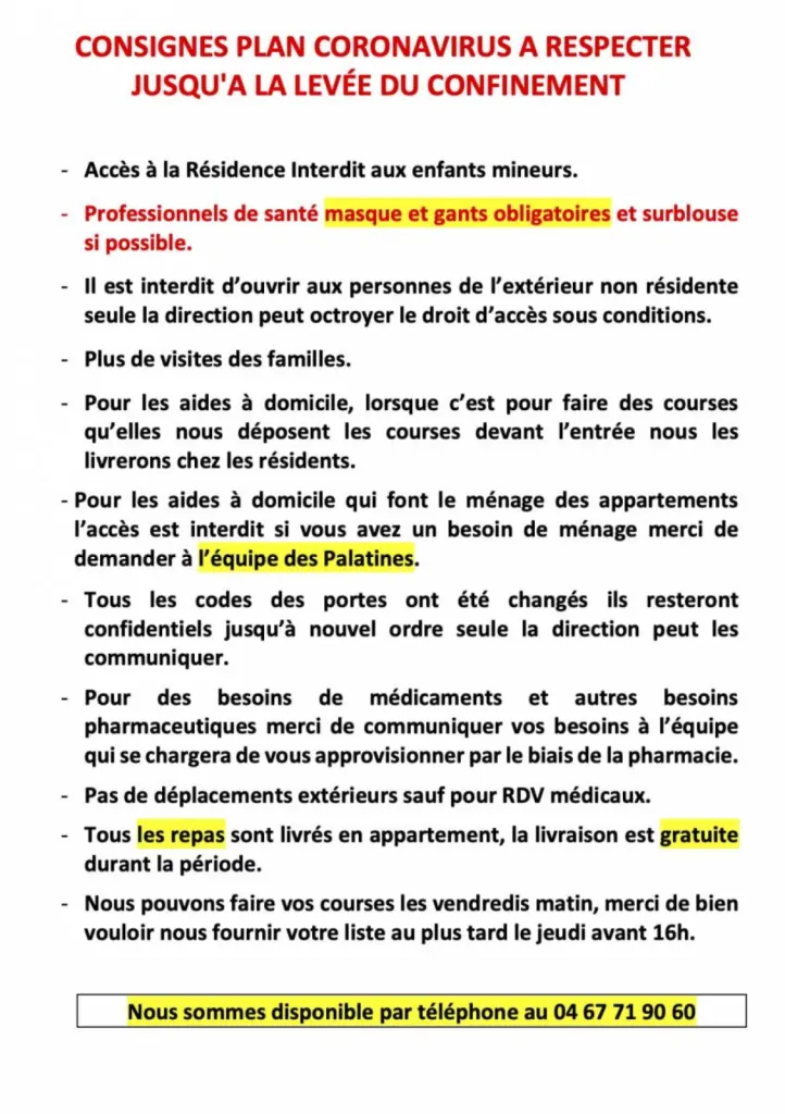 plan coronavirus covid19 mis a jour residence service seniors les palatines montpellier marsillargues