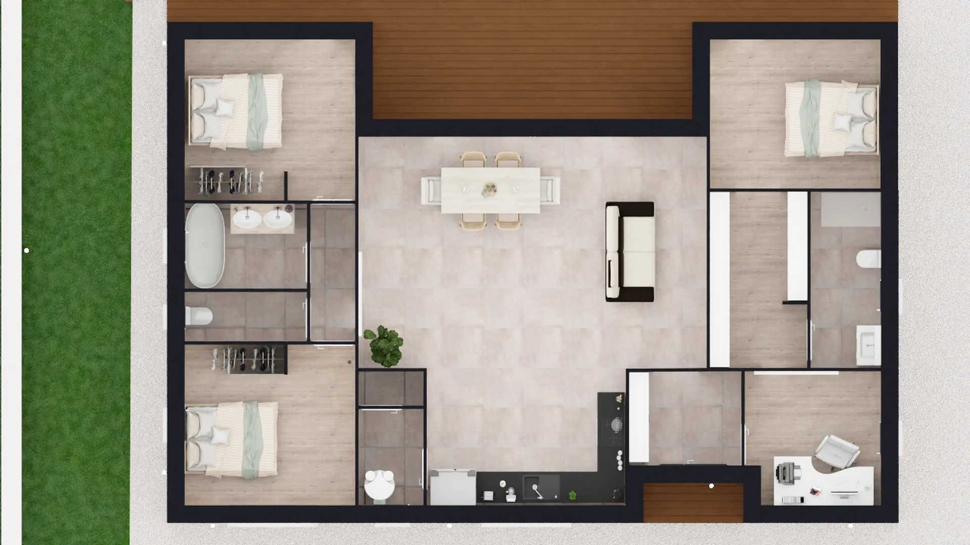 Maison moderne en U de plain pied pour un projet de construction à Saint-Jean