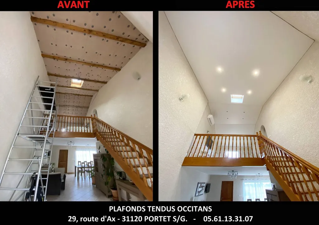 Photos AVANT / APRES des chantiers de Plafonds Tendus Occitans Toulouse