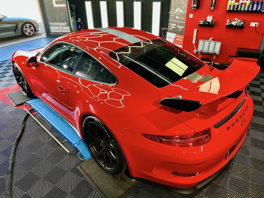 traitement céramique et protection PPF face avant porsche 991 GT3 sur lyon 