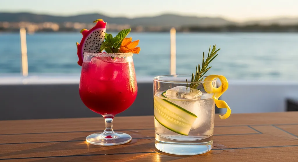 Cocktails personnalisés et mixologie créative par mixologue diplômé à bord des catamaran à Hyères les palmiers proche de Toulon