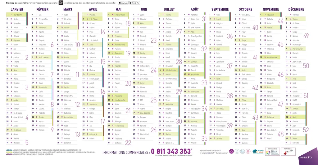 Graphisme et impression de calendrier pour Adrexo, Aix en Provence proche de Marseille